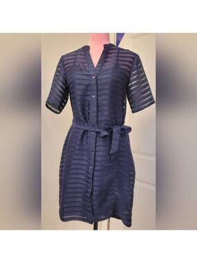 Banana Republic Sheer Striped Button-Down Dress Size 4
